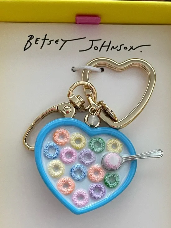 Betsey Johnson Cereal Bowl Heart Keychain and Bag Charm - Picture 3 of 6